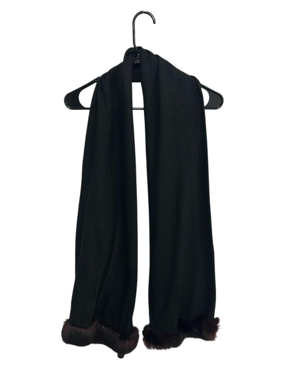 Black Faux Fur 60 x 9 Trimmed Ends Winter Scarf Cozycore Minimalist